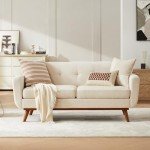65" Mid-Century Modern Loveseat Couch Beige