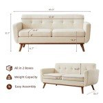 65" Mid-Century Modern Loveseat Couch Beige