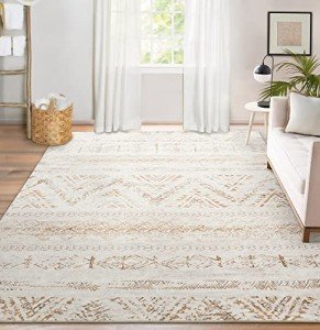 Large Moroccan Soft Fluffy Area Rug: 5x7 Geometric