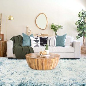 Blue Vintage 6x9 Area Rug for Living & Bedroom