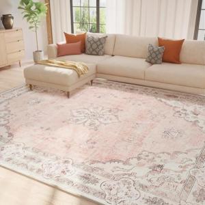 Vintage Pink 6x9 Area Rug for Indoor & Outdoor