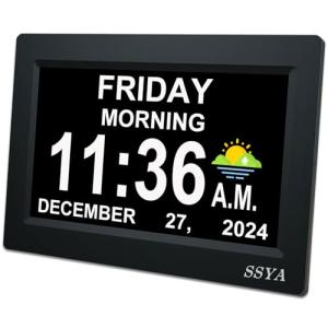 SSYA 7" Calendar Clock - 12 Alarms, Auto Dimmable