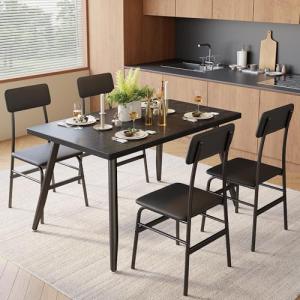 Space-saving Dining Set: Table & 4 Chairs for 4