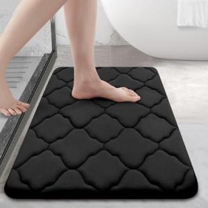 OLANLY Memory Foam Bath Mat Rug 24x16, Black