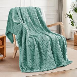 Luxurious Celadon Fleece Throw Blanket for Couch Bed