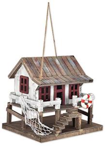 Vintage Coastal Cabin Birdhouse by Sunset Vista Designs
