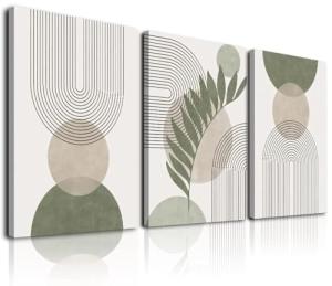 Set of 3 Sage Green Boho Wall Art