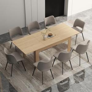 Extendable Wooden Dining Table for 6-10 Person, Modern Design