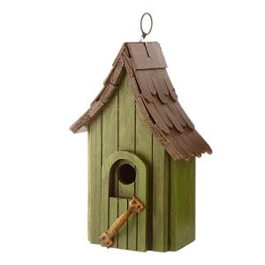Green Hand Painted Hanging Birdhouse for Beautiful Gardens