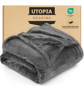 Luxury Grey Fleece Blanket Queen Size - Soft