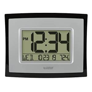 La Crosse Digital Wall Clock - Silver/Black Beauty