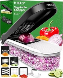 6-in-1 Vegetable Chopper, Mandoline Slicer, Cheese Grater - White