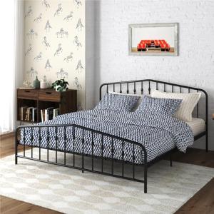 King size Black Metal Platform Bed Frame with Headboard