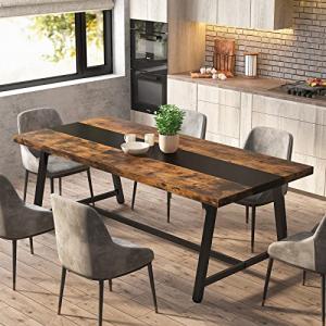 Rustic Brown Wood Dining Table for 8 People