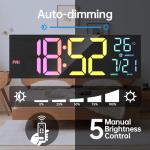 YISILE Large Digital Wall Clock with RGB Color Change