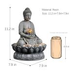 11.2" Tall Buddha Fountain with Reflective Lighting/Cobblestone Décor