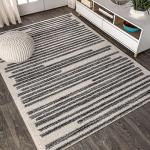 Modern Berber Stripe Indoor Area Rug, 8x10, Cream/Black