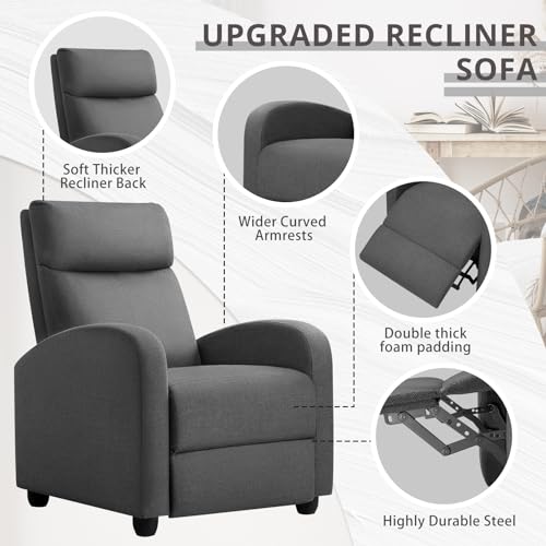 Adjustable Fabric Recliner Sofa - Aurora Grey