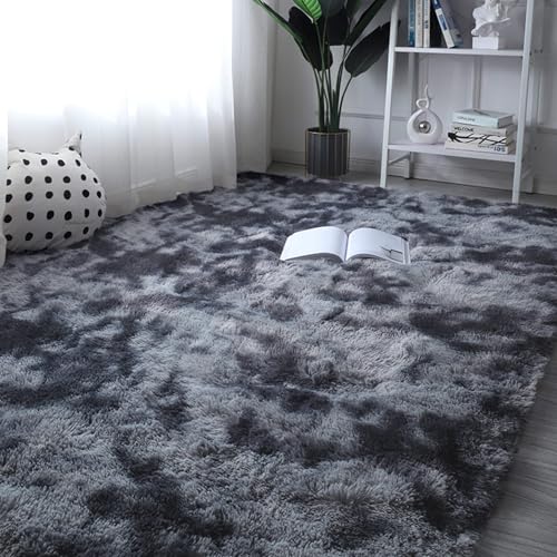 Ultra Soft Grey 5x7 Fluffy Area Rug for Bedroom