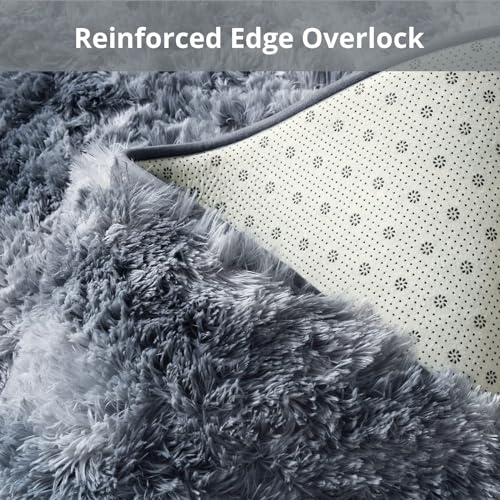 Ultra Soft Grey 5x7 Fluffy Area Rug for Bedroom