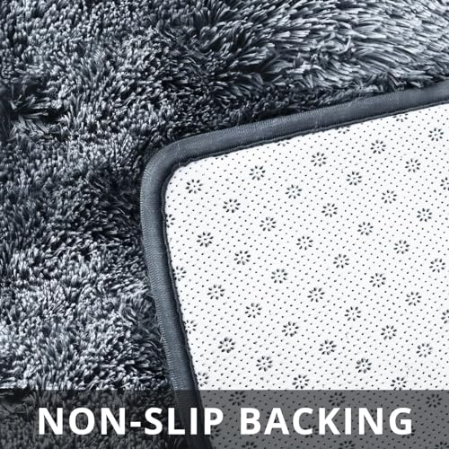 Ultra Soft Grey 5x7 Fluffy Area Rug for Bedroom