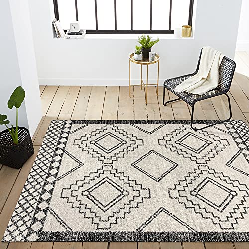 Bohemian Farmhouse Rustic Geometric Area Rug, 4 X 6