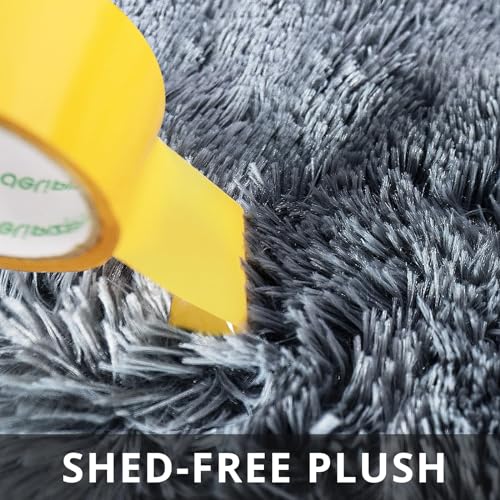 Ultra Soft Grey 5x7 Fluffy Area Rug for Bedroom