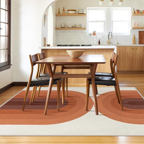 Boho Rainbow Woven Area Rug - 5x7” Reversible