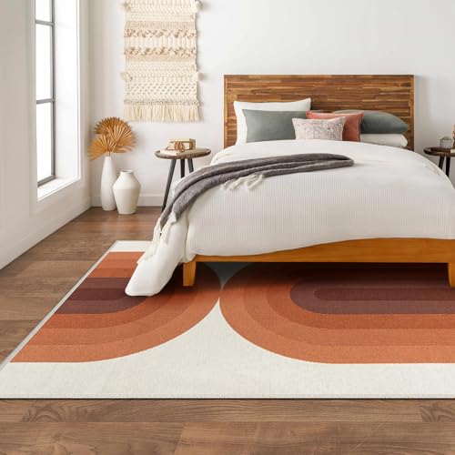 Boho Rainbow Woven Area Rug - 5x7” Reversible