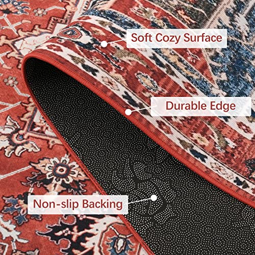 Red Washable Area Rug for Living Room 4x6