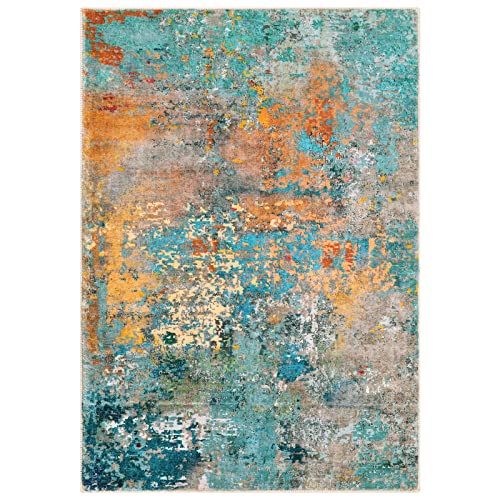 Colorful Lahome Abstract Area Rug - 5x7 Modern Design
