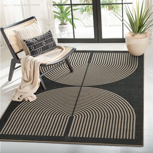 Modern Rainbow Jute Rug, 4x6 Indoor/Outdoor Living Room