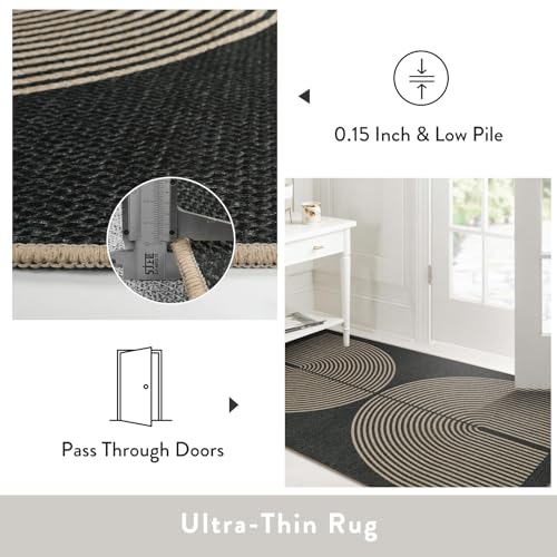 Modern Rainbow Jute Rug, 4x6 Indoor/Outdoor Living Room