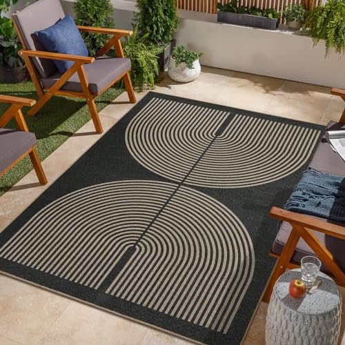 Modern Rainbow Jute Rug, 4x6 Indoor/Outdoor Living Room