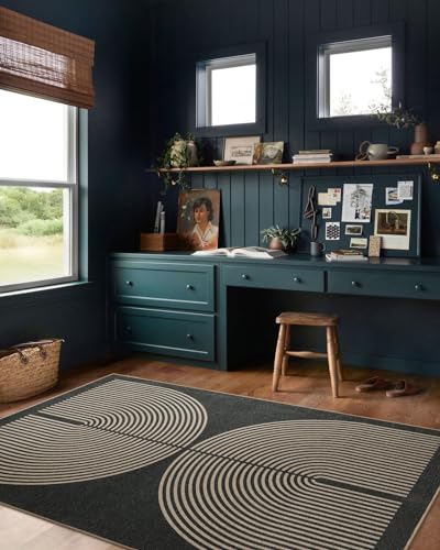 Modern Rainbow Jute Rug, 4x6 Indoor/Outdoor Living Room