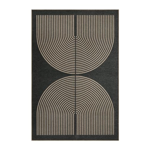 Modern Rainbow Jute Rug, 4x6 Indoor/Outdoor Living Room