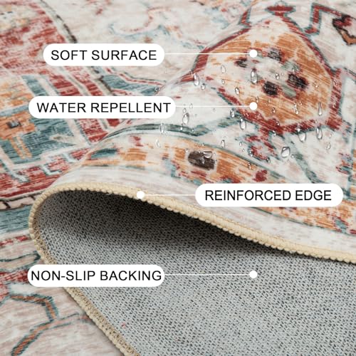 Distressed Printed 5x7 Rug for Indoor Living Area