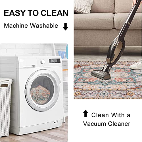 Distressed Printed 5x7 Rug for Indoor Living Area