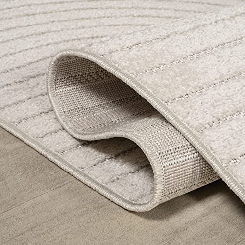 Skagen High-Low Minimalist Geometric Area Rug, Ivory/Cream