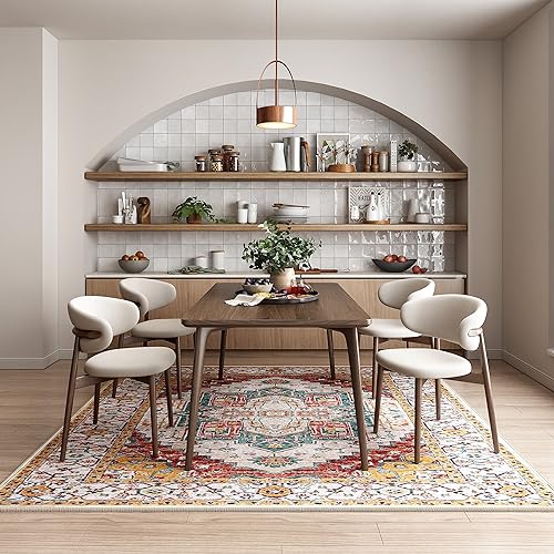 Distressed Printed 5x7 Rug for Indoor Living Area