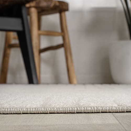 Skagen High-Low Minimalist Geometric Area Rug, Ivory/Cream