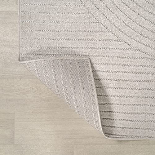 Skagen High-Low Minimalist Geometric Area Rug, Ivory/Cream