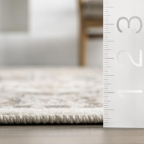 5x8 Beige Traditional Tiled Area Rug, Stain-Resistant