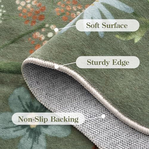 Lahome Floral 2x3 Washable Kitchen Rug, Non Slip