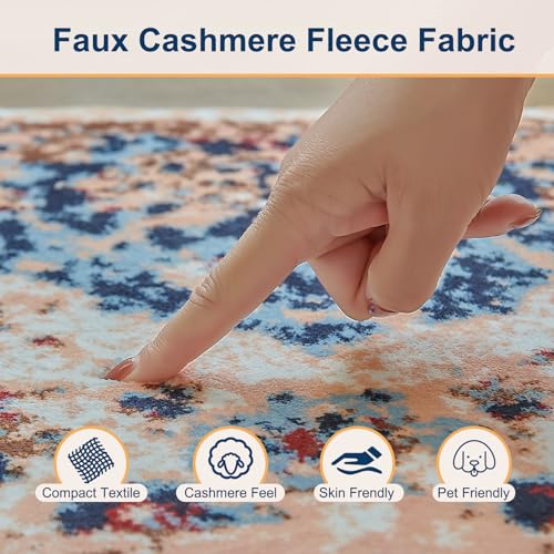 Boho Vintage Design 4x6 Washable Area Rug, Non-Slip