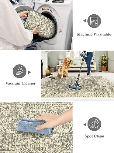 Boho Washable Area Rug for Living Room Décor
