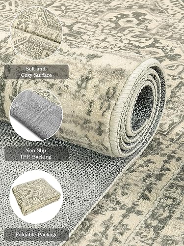 Boho Washable Area Rug for Living Room Décor