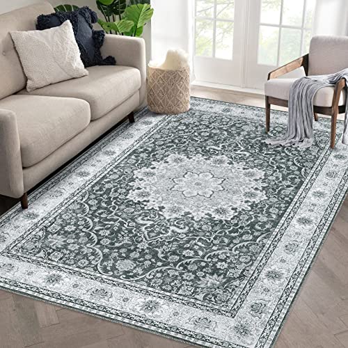 Vintage Oriental Medallion Area Rug 3x5 - Grey