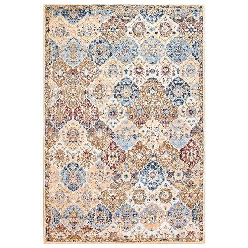 Boho Vintage Design 4x6 Washable Area Rug, Non-Slip
