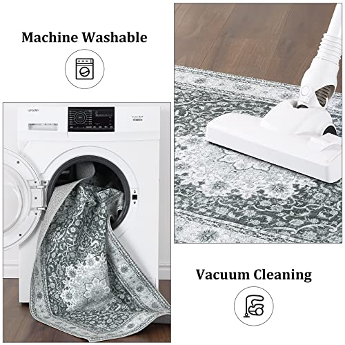 Vintage Oriental Medallion Area Rug 3x5 - Grey